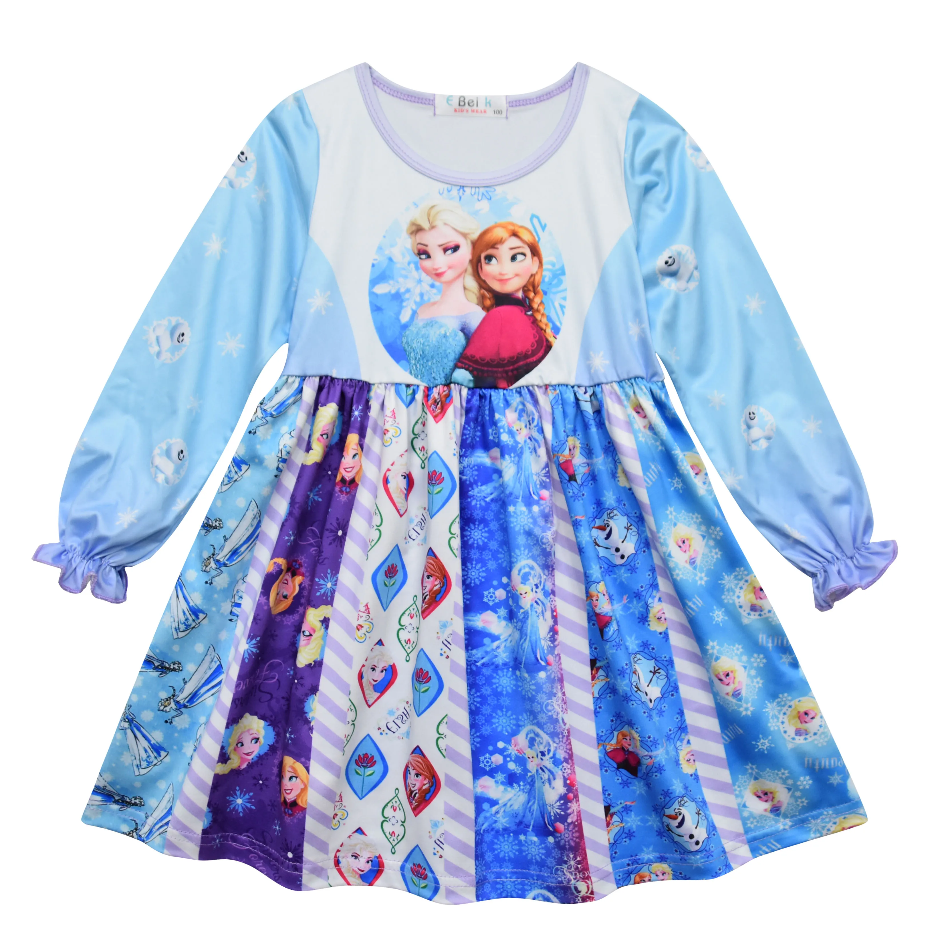 Одежда для детей платье Снежной королевы с длинными рукавами и героями мультфильмов рождественское платье принцессы Анны и Эльзы
