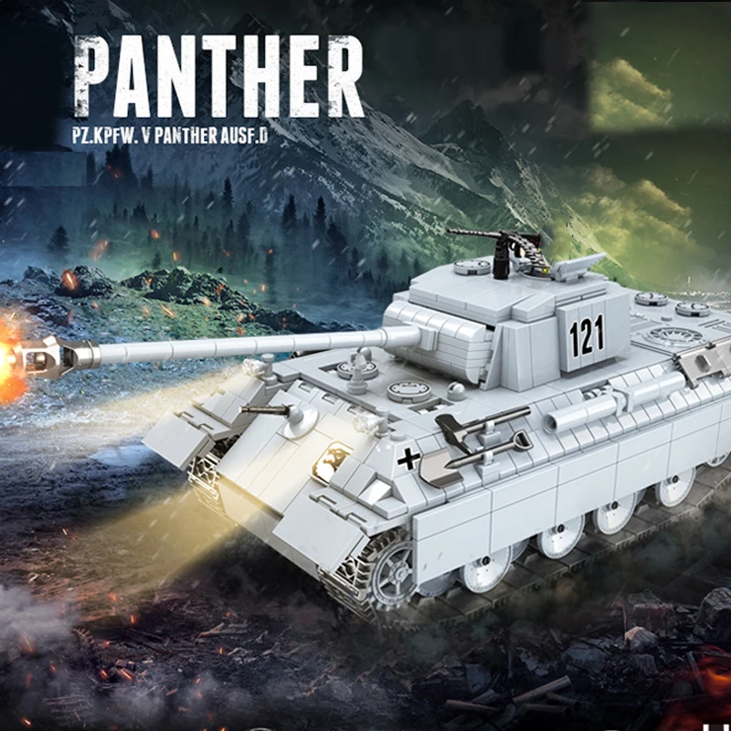 Technic Leopard Tank World Panther 121 строительные блоки военный WW2 солдатское оружие армейские