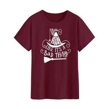 

Like It's A Bad Thing Letter Print Women Halloween T shirt Cute Hat Mop Graphic Tshirts Casual Harajuku Vintage Ladies Shirt
