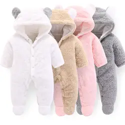 2019 зимний комбинезон с капюшоном для новорожденных, одежда из полиэстера, верхняя одежда для маленьких девочек, шерстяные комбинезоны