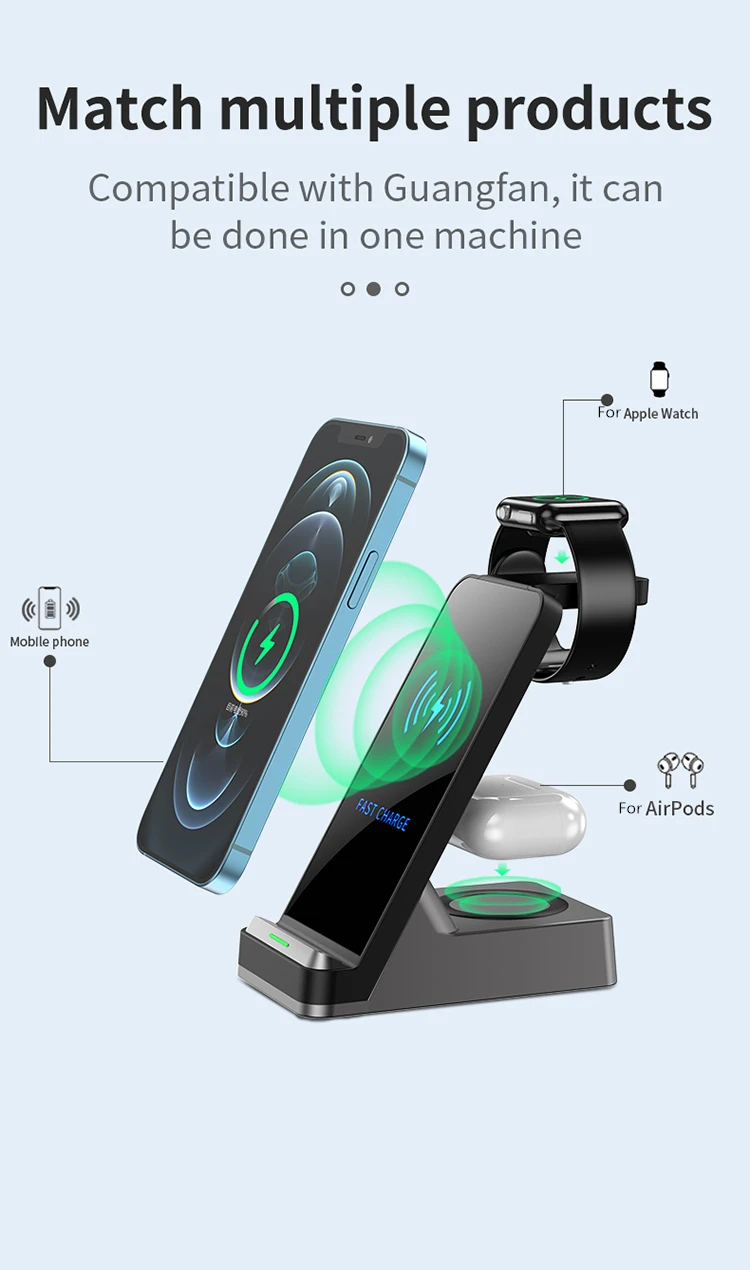 Carregadores sem Fio Suporte para Iphone Doca de Carregamento Rápido para Airpods 3 em 1 Magnético xr x 8 Apple Relógio 6 Estação Pro 20w 12 11 xs 14 fio suporte para iphone 12 11 xs