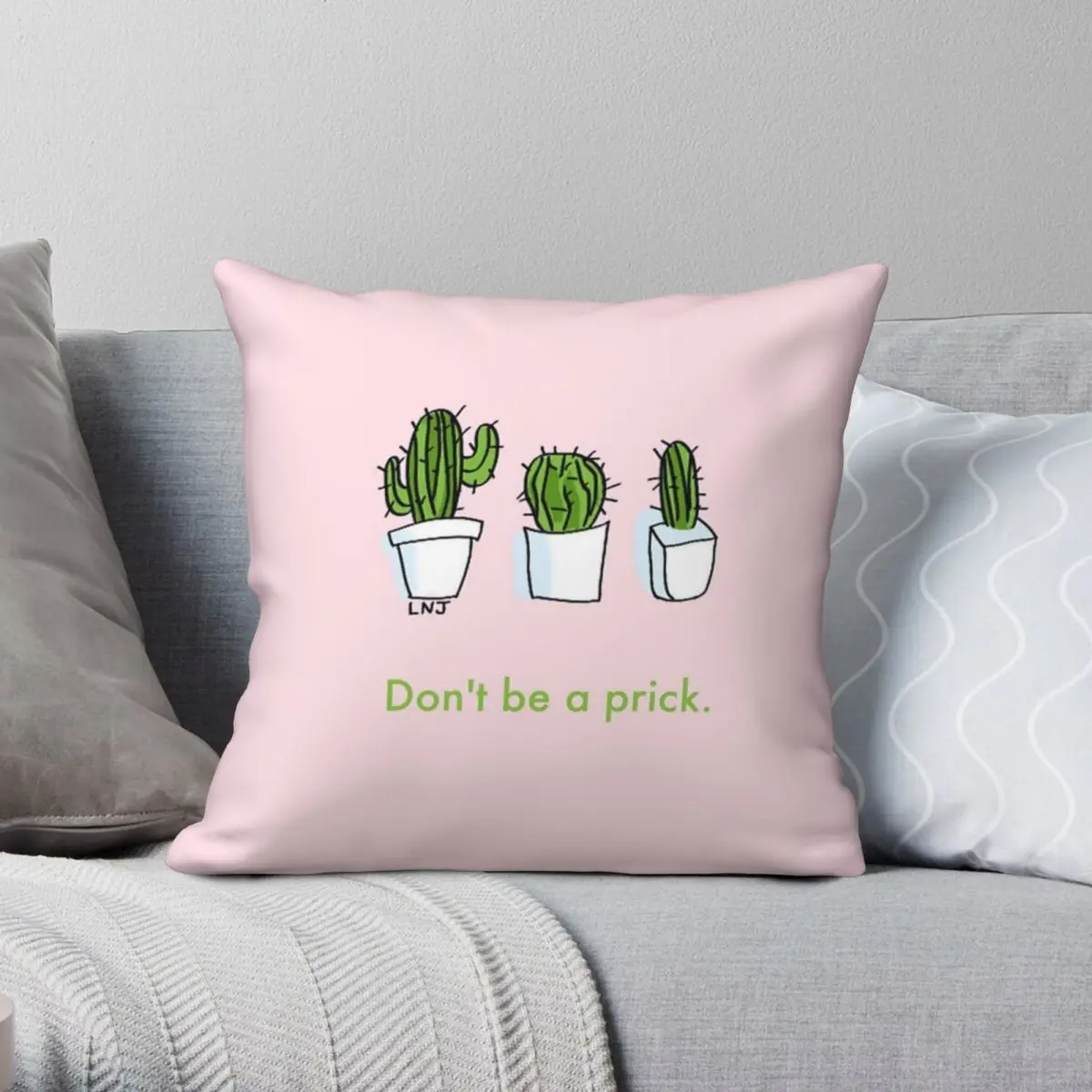 

Three Smol Cacti Square Pillowcase Polyester Linen Velvet Pattern Zip Decorative Throw Pillow Case Car Cushion Cover Wholesale