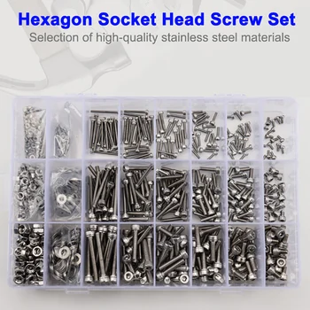 

1080pcs Nuts and Bolts Set M2 M3 M4 Stainless Steel Hex Socket Head Cap Screws and Nuts Washer Assortment Kit with Storage Box