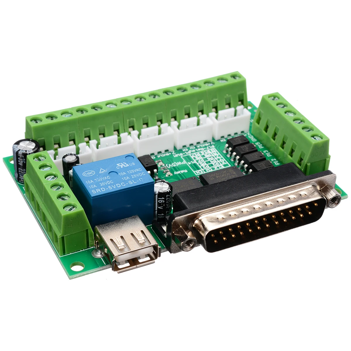 1Pcs 5 Axis CNC Breakout Board For Stepper Motor Driver Controller MACH3 Without USB Cable