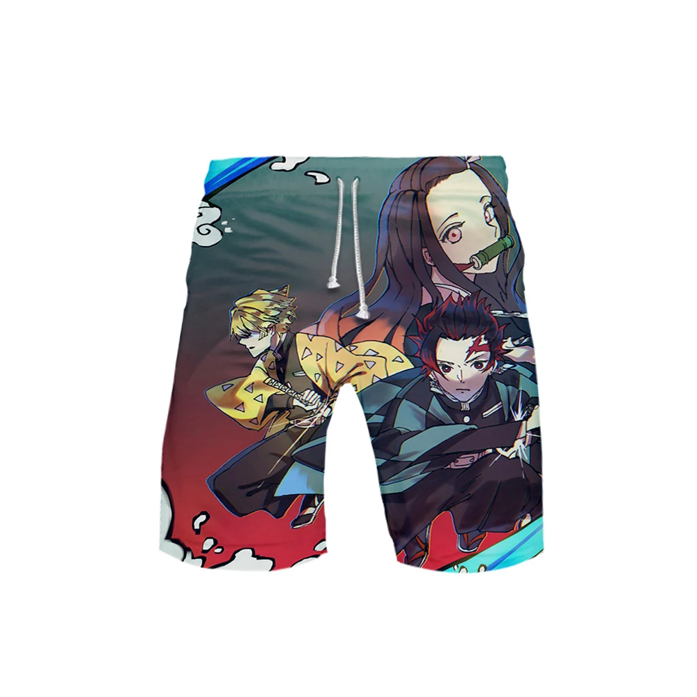 Летние мужские пляжные шорты Kimetsu no Yaiba с 3d принтом, удобные уличные спортивные шорты