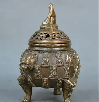 

Collect China fengshui old Bronze Guanyin Kwan-yin Buddha incense burner censer