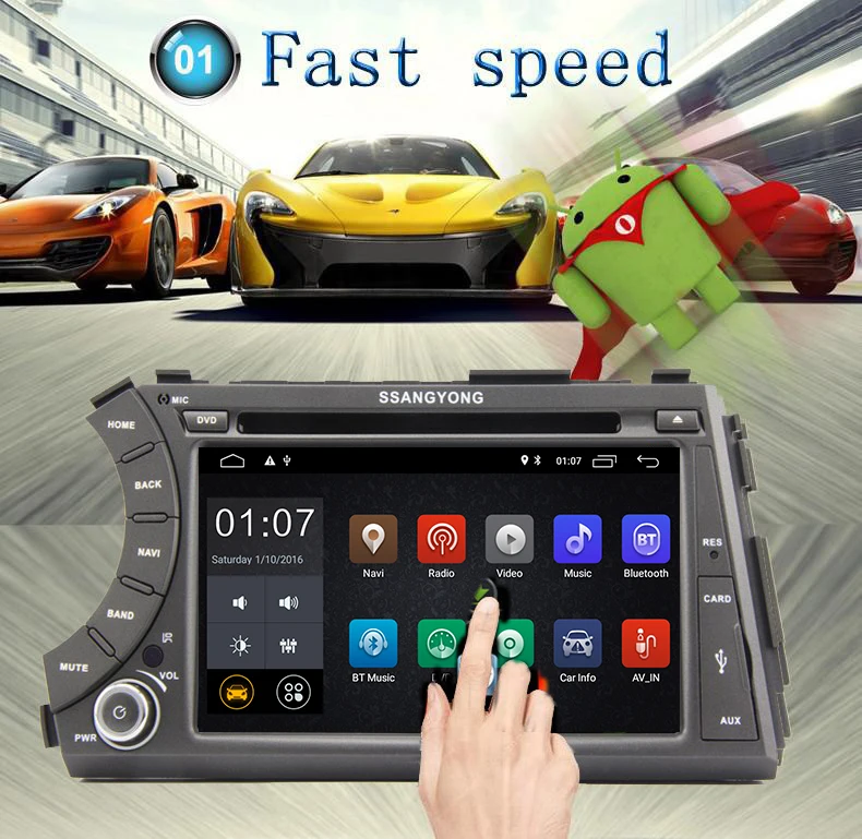 Excellent 1024*600 Car DVD Player Android 8.01 For SSANGYONG Kyron Korando Actyon 2005 - 2013 With Quad Core Radio GPS RDS Radio BT 1