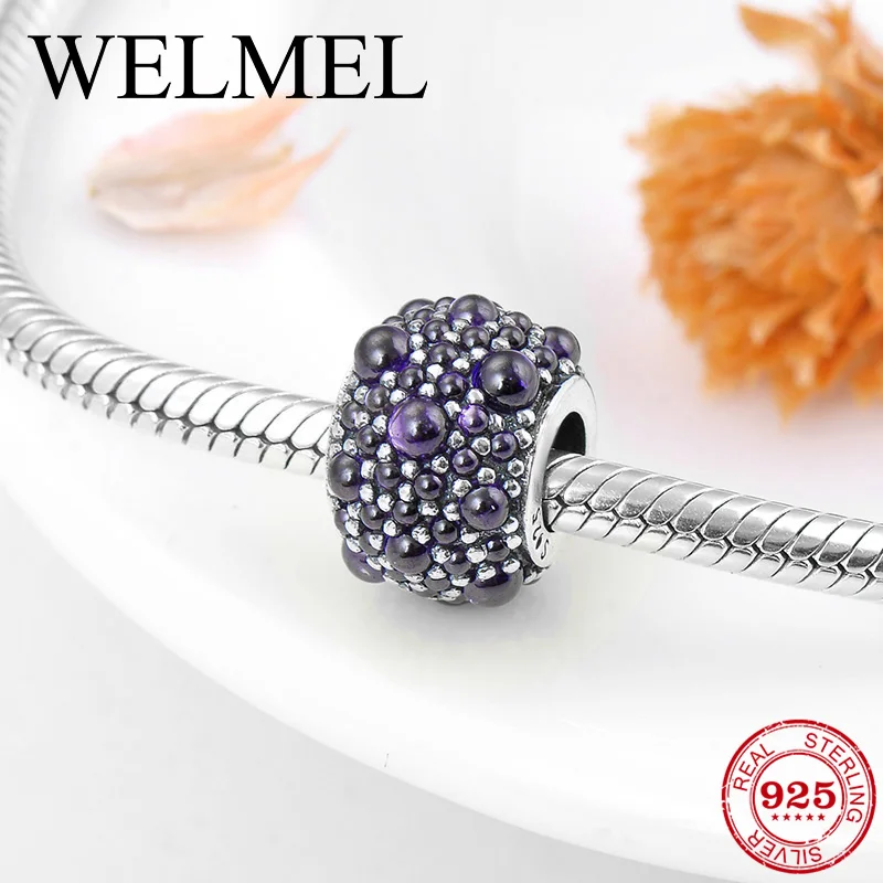 

New 925 Sterling Silver charming Deep purple grape shape zircon beads Fit Original Pandora Charm Bracelet Jewelry making