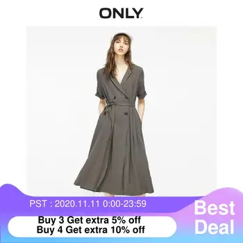 

ONLY Women's Pure Color Tailored Collar Cinched Waist Dress | 119207508