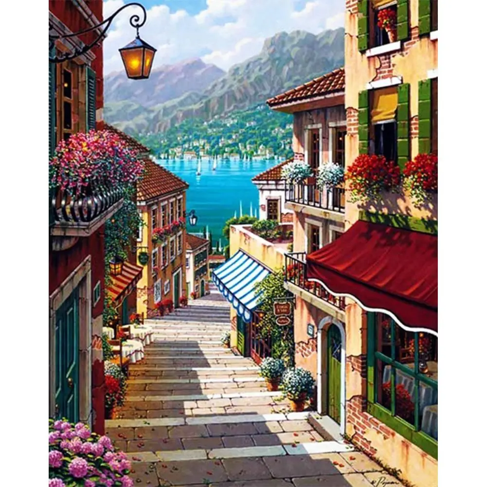 

Full Drill 5D Diamond Painting Embroidery Quiet Town Painting Wonderful Handmade