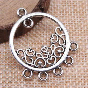 

Wecharms 30pcs 307x306mm Antique Silver Color Round Hollow Carved Earrings Connector Charms For Jewelry Making Jewelry Findings