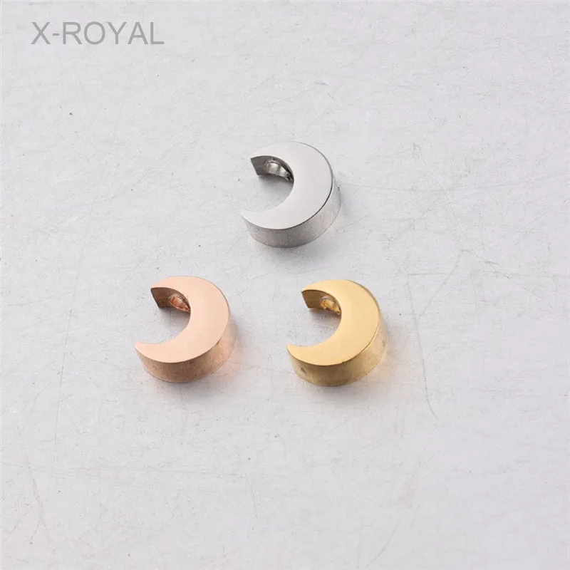 

X-ROYAL 10Pcs/lot Handmade DIY Loose Beads Stainless Steel Moon Shape Bracelet Charms Necklace Pendant Spacer Beads 1.8mm Hole