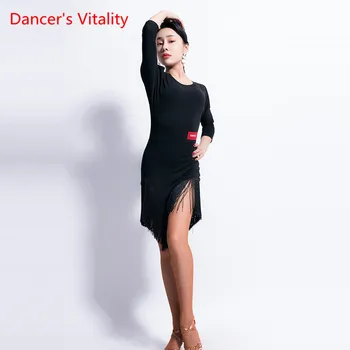 

Latin Dance Skirt Female Adult New Sexy Dress Strapless Tassel Ballroom Dance Clothes Competition/Performance Clothes S-XXL