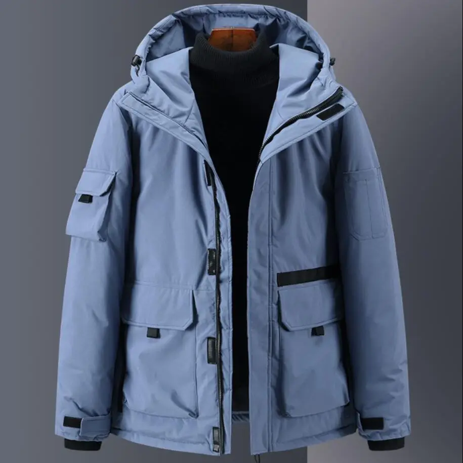 Men Winter Jacket New Fashion Blue Duck Down Jackets Men Hooded Down Jackets Warm Outwear Designer Black Coat Parkas Male