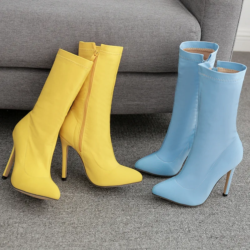 

Lace Up High Heel Boots Shoes Booties Woman Luxury Designer Heels Pink Ankle Pointy Ladies Bootee Fashion Big Pointed Toe