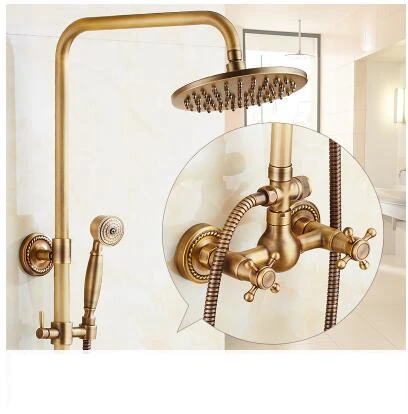 4007 Vidric Wall Mounted Bathroom Rain Shower Set Antique Bronze Rainfall Shower with Hand Shower Brass Rain Shower Faucet Sets EL400 - Цвет: 4007