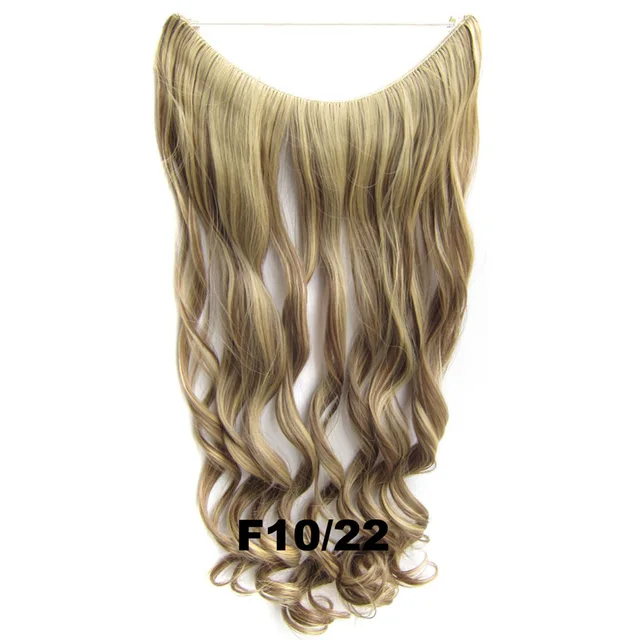 24inch 50grams 100grams Synthetic Hair Extension Gradual Color Brown Gray Blonde String Halo Hairpieces Extensions 100g-F10-22-wavy
