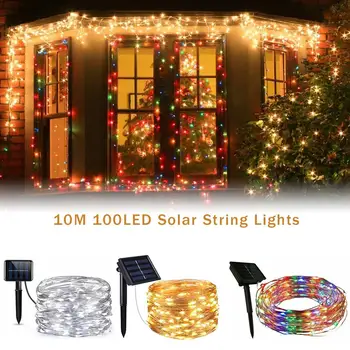 

String Lights 100LED Waterproof Solar Light Strings With 8 Lighting Modes Garden Party Decoration Lamp