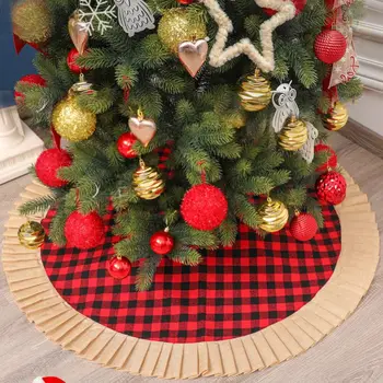 

New 2020 New Pleated Plaid Christmas Tree Skirts Christmas Ornaments 48 Inch Christmas Tree Skirt Bottom Home Decoration Apron