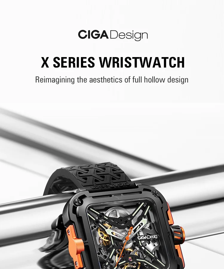 CIGA Design X Series Sapphire Crystal Hollow Design Automatic Men's Mechanical Watch Men Mechanical Wristwatches