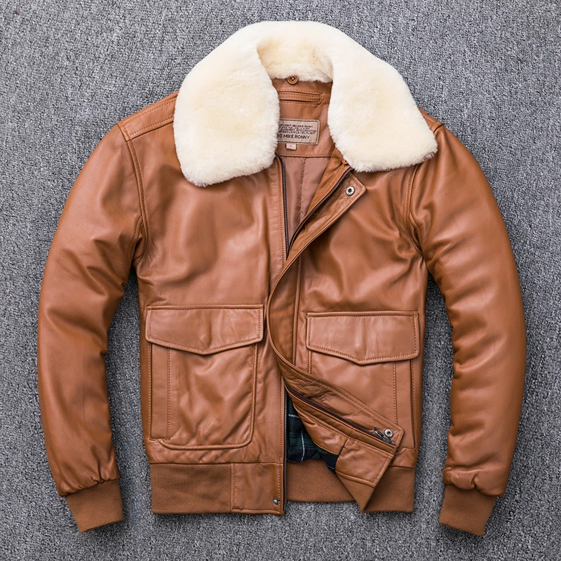 Gratis Verzending. merk Winter Lederen Jas, Motor G1 Stijl Lederen Jas, Heren Militaire Schapenvacht Jas. vlucht Bomber Jacket Gratis Verzending. merk Winter Lederen Jas, Motor G1 Stijl Lederen Jas, Heren Militaire Schapenvacht Jas. vlucht Bomber Jacket