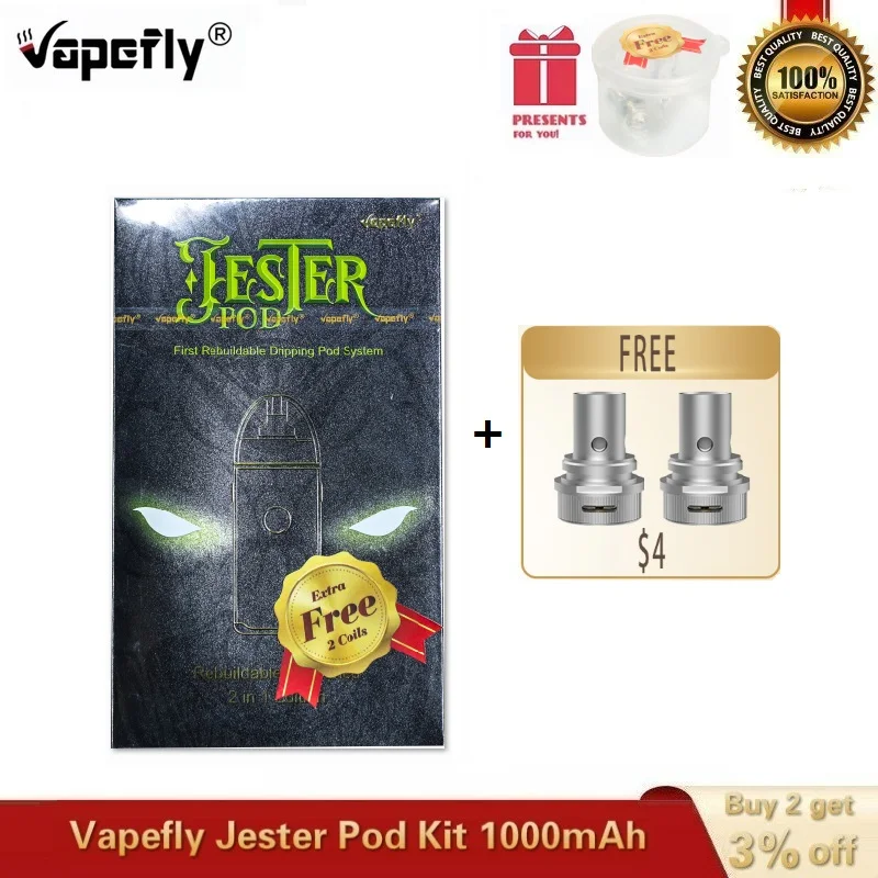 Электронная сигарета оригинальный Vapefly Шут Pod Комплект 1000 мАч батарея с 2 мл Rebuildable