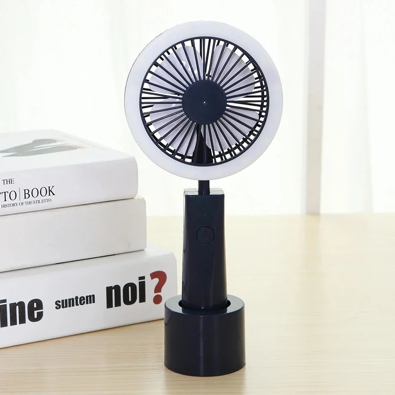 Portable USB Fan Rechargeable LED Light Fan Air Cooler Mini Desk Adjustable Angle 3 Speeds for Home