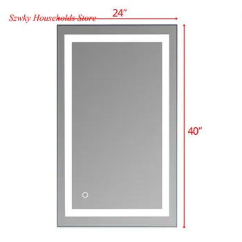 

In Stock USA 40"x 24" Square Built-in Light Strip Touch LED Bathroom Mirror 4 Sides Luminous LED Light Silver Bathroom Accessory