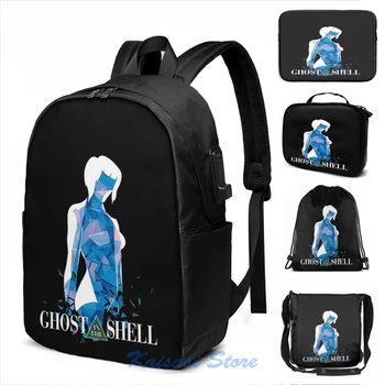 

Funny Graphic print Ghost In The Shell The Major USB Charge Backpack men School bags Women bag Travel laptop bag