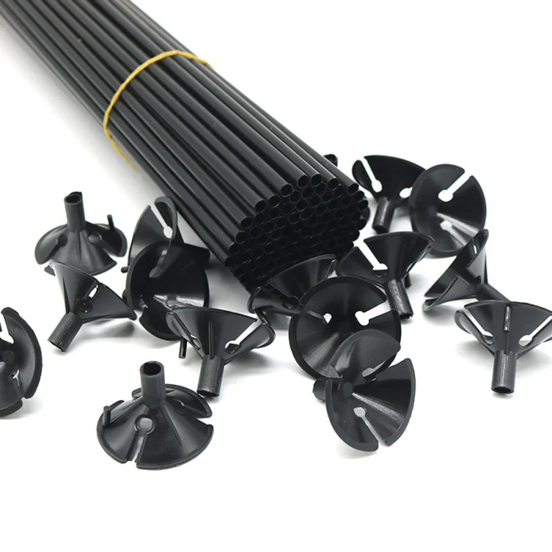  Hot Ballons Accessory Solid Color Balloon Stick Stand Plastic Balloon Sticks With Cup Black/White B