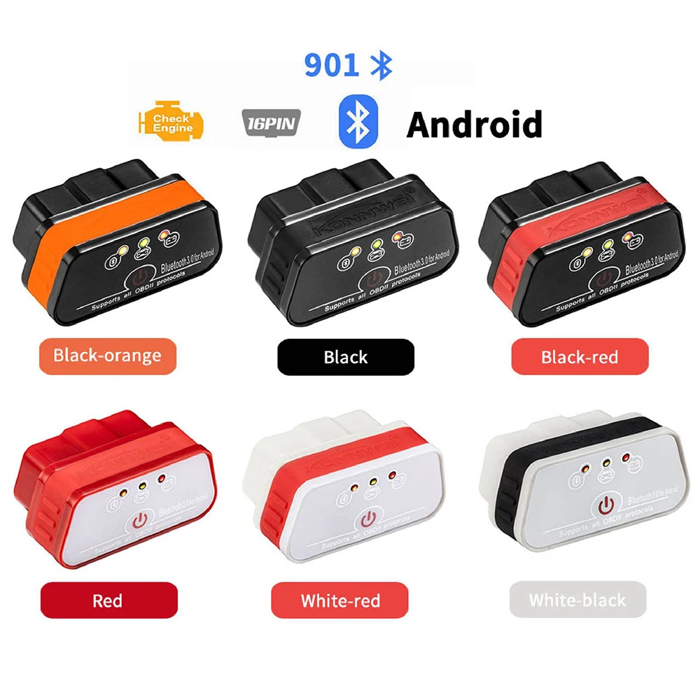 

KONNWEI KW901 ELM327 OBD2 Bluetooth Car Diagnostic Tool KW 901 Elm 327 Wifi for Android/IOS 2017 New Code Reader Scanner
