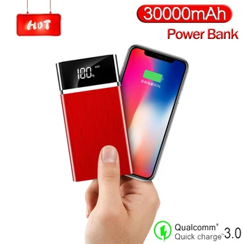 

Power Bank 30000 mAh Portable Phone Charger Outdoor Travel USB Powerbank Digital Display Poverbank for XiaoMi Samsung IPhone