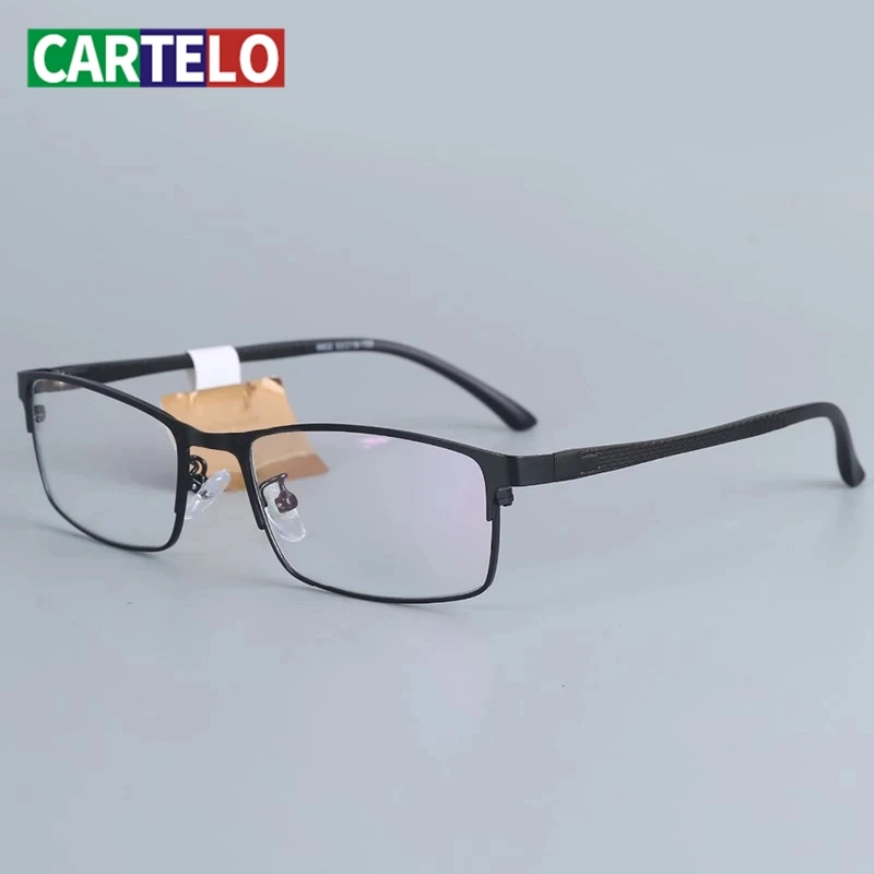 

CARTELO Material,and Half Rim Men Titanium Alloy Eyeglasses Frame for Men Eyewear Flexible Temples Legs UP Electroplating