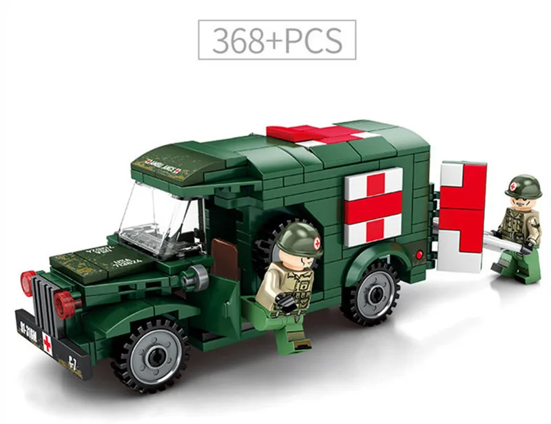 262Pcs T214-WC54 Military Ambulance Car Empires of Steel LegoINGLs Building Blocks Sets ARMY Playmobil Kids Educational Toys