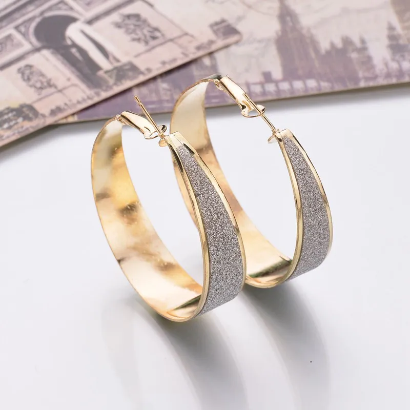 

VOHE 2019 New Hot Women's Fashion Bijoux Frosted Sticker Round Long Statement Drop Earrings For Women Jewelry