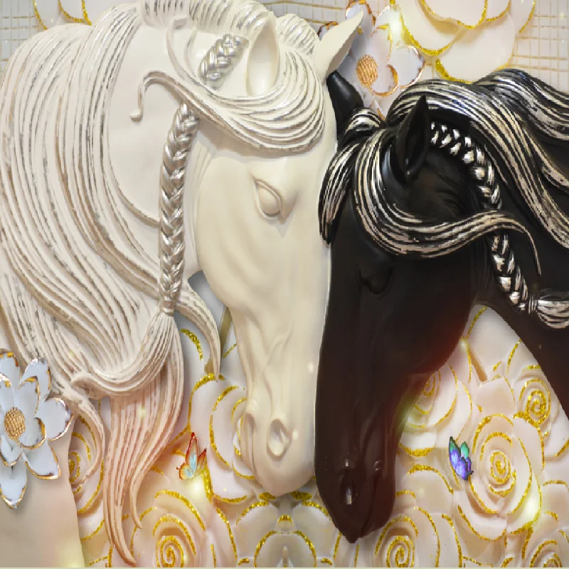 Customized fantasy three-dimensional relief horse living room bedroom background home decoration mural