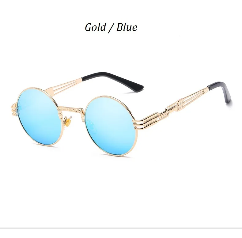 Круглый Готический стимпанк металлические солнцезащитные очки Для мужчин Для женщин Винтаж вождения HD зеркало солнцезащитные очки