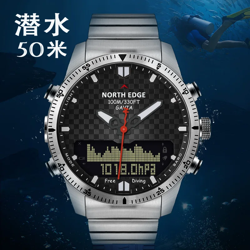 

Sports Smart Business Watch North Edge Height Pressure Depth Diving Table Dual Display Multi-function Watch