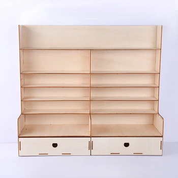 

Wood Paint Rack Shelf Pigment Ink Bottles Organizer Storage Stand Holder with Cabinet Good Stability and Table Rack