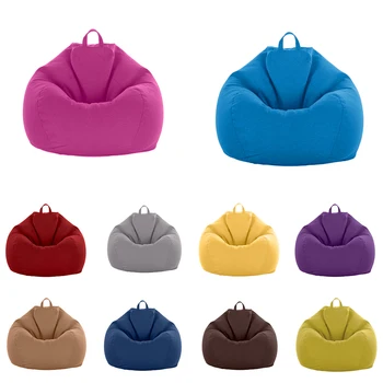 

Lazy Sofas Cover Chairs without Filler Linen Cloth Lounger Seat Bean Bag Pouf Puff Couch Tatami Living Room Bean Bag Cover