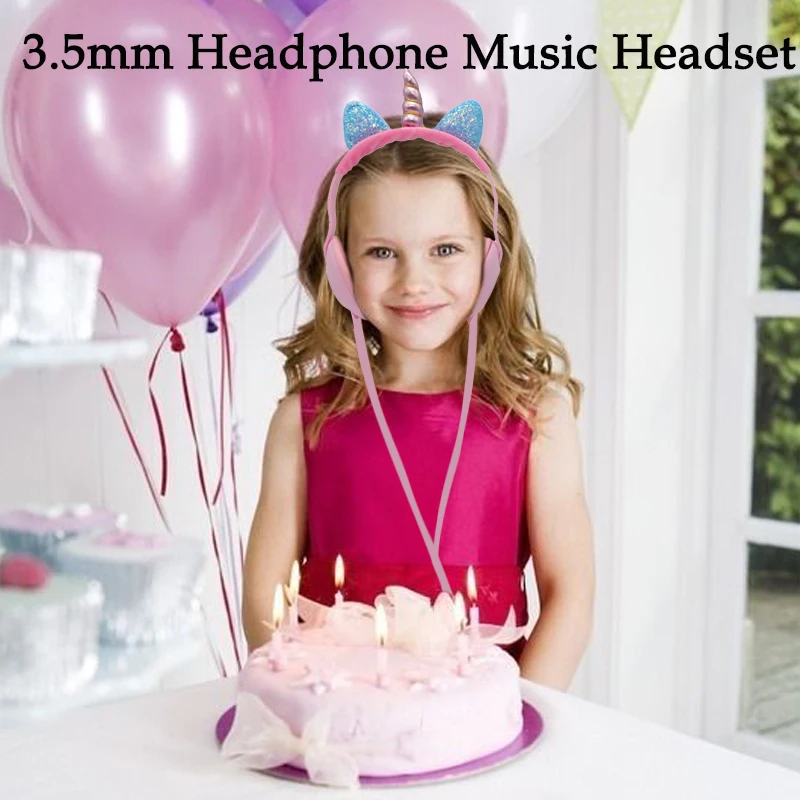 JINSERTA Kids Headphones Unicorns Wired Music Headset with 3 5mm Plug Soft Earmuffs for Smartphone PC Best Gift for Children