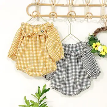 

2020 Autumn New Baby Girl Bodysuit Plaid Baby Clothing Newborn Infant Long Sleeve Jumpsuit Baby Girl Clothes 0-24M