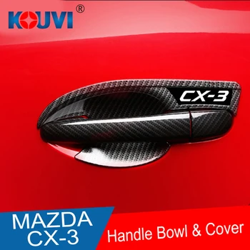 

KOUVI Carbon pattern ABS plastic handle cover bowl sticker for Mazda CX-3 CX3 CX 3 2016-2019 accessories