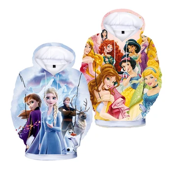 

Girls Hoodies 3D Princess Elsa Anna Autumn Teeange Children Hooded Costume Kids Clothes Sweatshirt Coats Jacket Tops