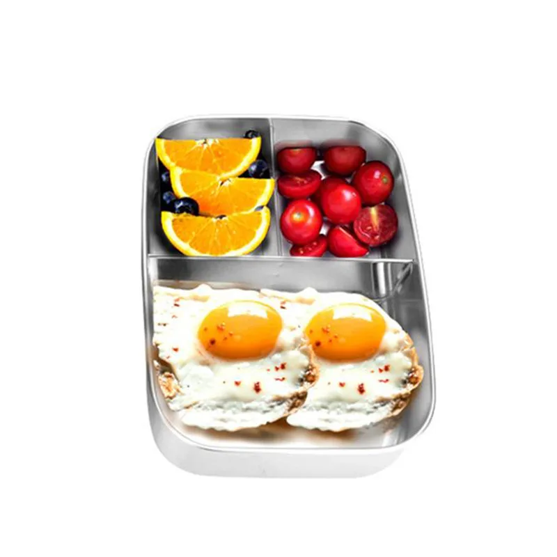 Нержавеющая сталь квадратный Bento Ланч-бокс контейнер для еды посуда для хранения Портативный Ланчбокс
