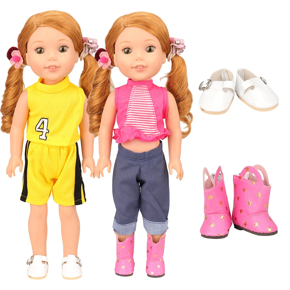11 items/set Doll Accessory 43cm=7 clothes + 2 headdress + 2 Shoes Our generation doll clothes For 14.5 inch baby dolls Kids Toy