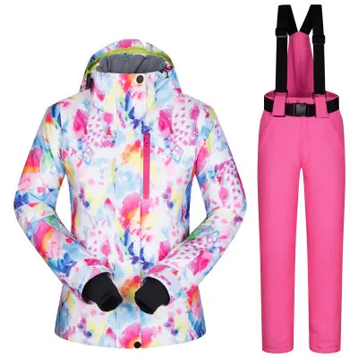 Color 16 Winter Suit Women Ski Suit Snowboard Jacket Pant Super Warm Female Windproof Waterproof Outdoor Sport Wear Hooded Skiing Coat - Цвет: Color 16