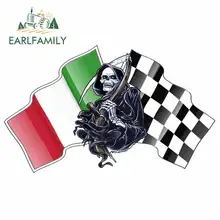 EARLFAMILY 13cm x 8cm naklejki samochodowe na śmierć ponury żniwiarz Design z włochami włoski Il Tricolore flaga motyw winylowa tablica naścienna