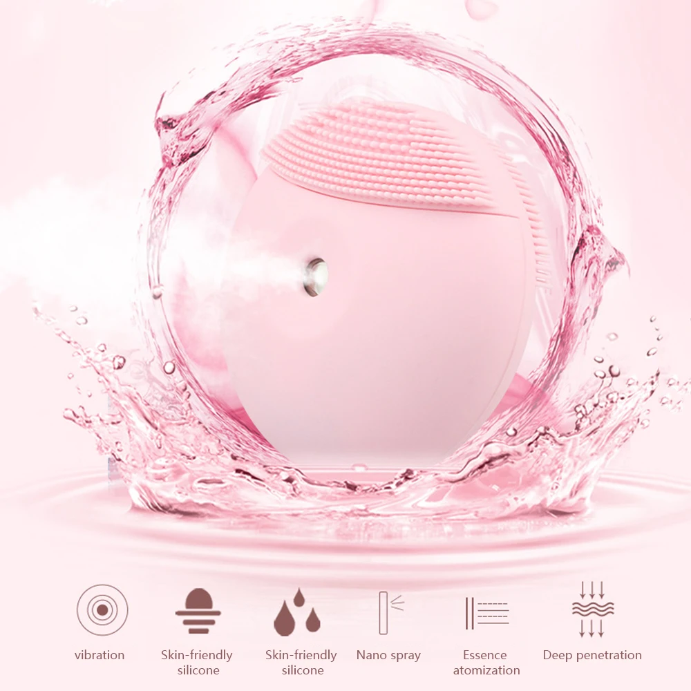 Ultrasonic Electricface Cleansing Brush Face Washing Vibration Skin Remover Pore Cleaner Massage Filling Water USB Charger | Красота и