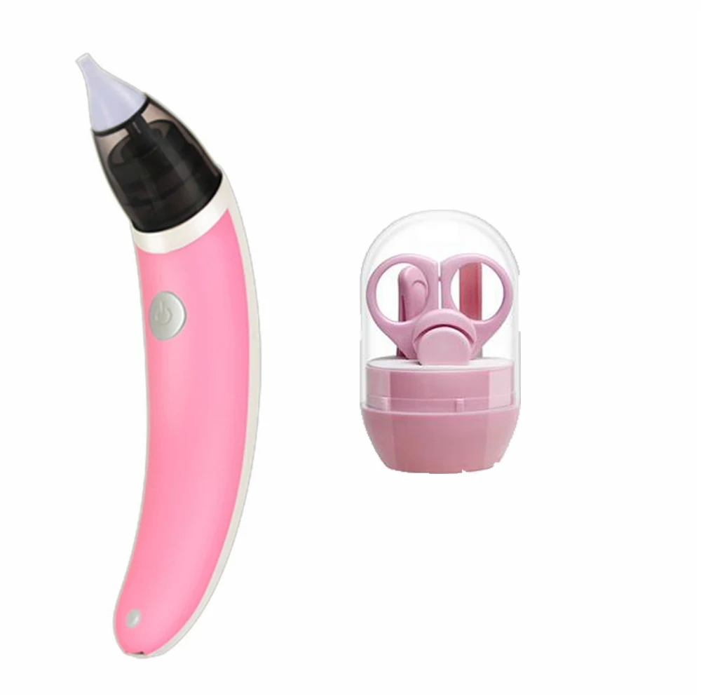 Pink-with gift Детский носовой аспиратор, Электрический Очиститель носа, очиститель для новорожденных, оборудование для нюхания, безопасный гигиенический аспиратор для носа - Цвет: Pink-with gift